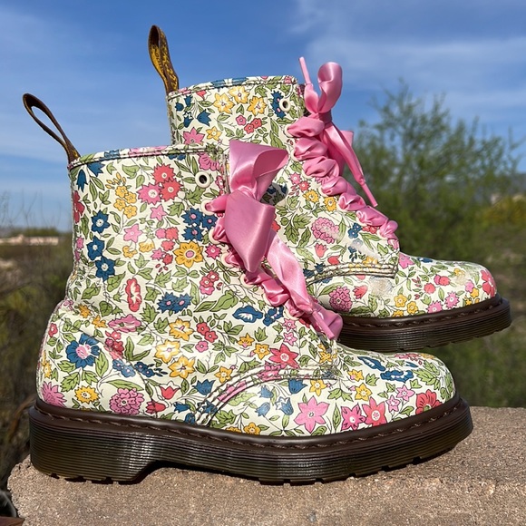 Dr. Martens Shoes - Dr. Martens Liberty Floral Colorful Leather Boots